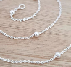 Collar Nella Cadena 45cm Bolitas 3mm Plata 925 - tienda online