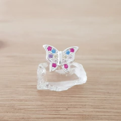 Aro Little Butterfly Cubic Multicolor Mariposa 10mmplata 925 - comprar online
