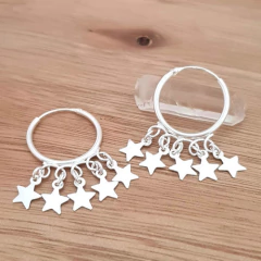 Aros Juno Argollas 14mm Estrellas Plata 925 - comprar online
