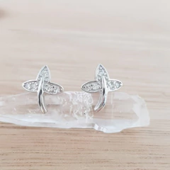 Aros Hojitas Cristales 9mm Plata 925 - comprar online