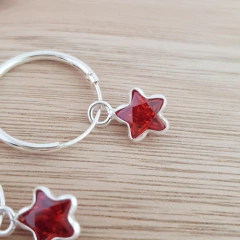Aro Argollita 14mm Estrella Roja Plata 925 (por Unidad) - tienda online