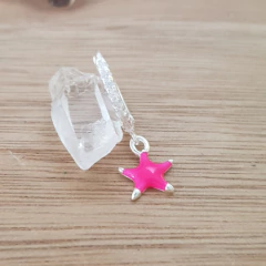 Aro Mila Argolla Clip Cubic Estrella Rosa Chicle Plata 925 en internet