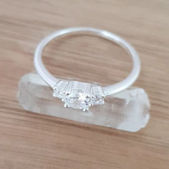 Anillo Lide Cintillo Promesa Cubic Blanco Plata 925 - Pircas Joyas