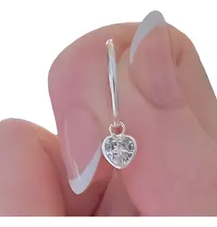 Aro Love Argolla 12mm Corazón Cubic Blanco Plata 925 - Pircas Joyas