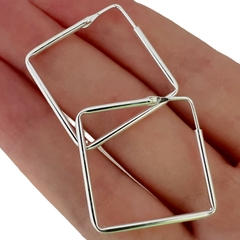 Aros Geo Argollas 26mm Cuadradas Lisas Plata 925