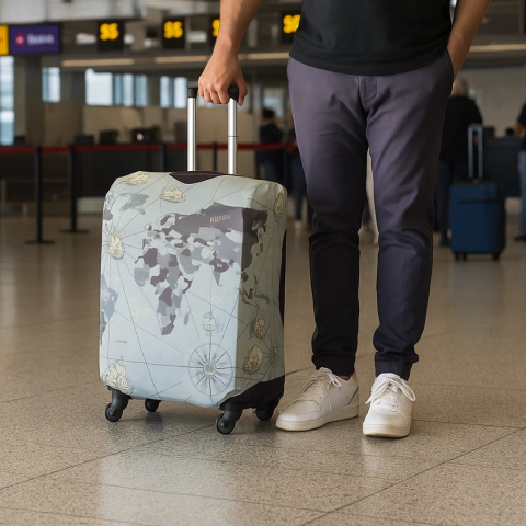 Funda cubre valija Carry On - Mapa Gris - comprar online