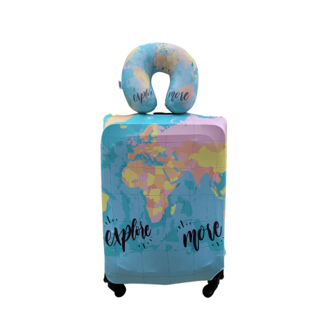 Kit De Viaje: Almohada Cuello Viscoelástico + Funda Valija 23 kg - Mapa New y Mapa - comprar online