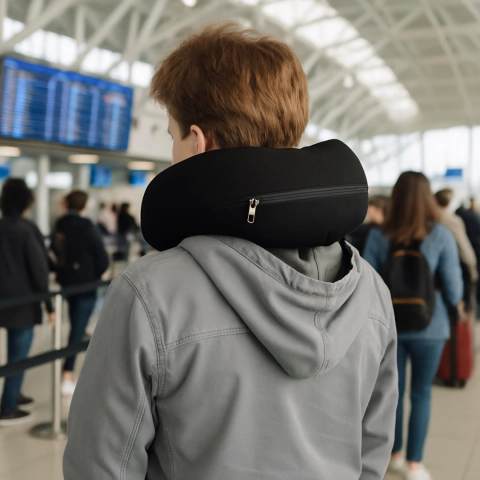 Almohada De Viaje Cuello Guarda Ropa - Negro - comprar online