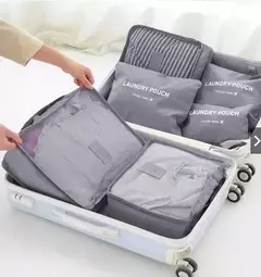 Organizador de Valija Set x6 Estuches - Gris Claro - Fulano y Mengano