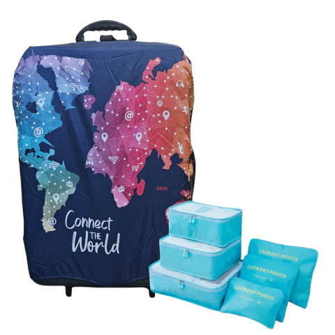 Kit De Viaje: Funda Antidesgarro Valija Grande + Set 6 Organizadores - Mapa Connect - comprar online