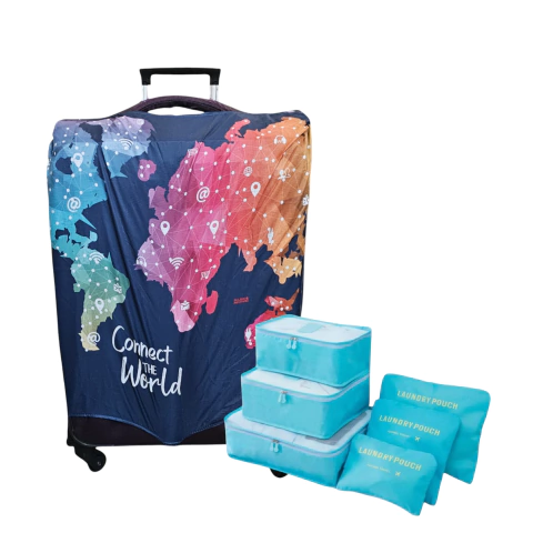 Kit De Viaje: Funda Antidesgarro Valija Mediana + Set 6 Organizadores - Mapa Connect - comprar online