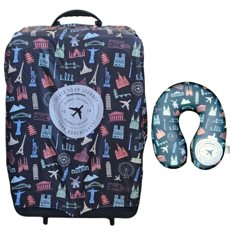 Kit De Viaje Funda Antidesgarro para Valija Grande + Cuello de Viaje - Ciudades - comprar online