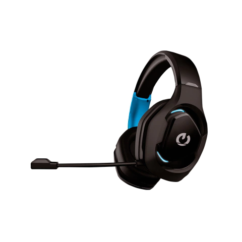 Auriculares gamer con microfono azul y negro