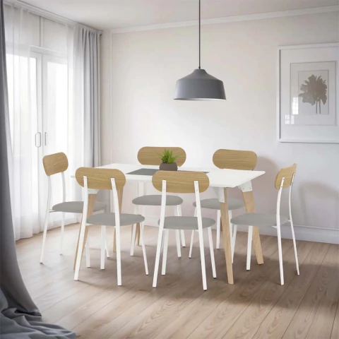 mesa rectangular con 6 sillas