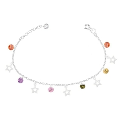 Pulsera strass y estrellas colgantes
