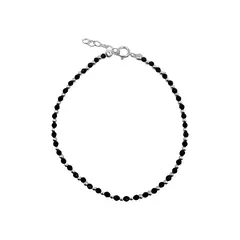 Pulsera cristales negro y bolitas plata