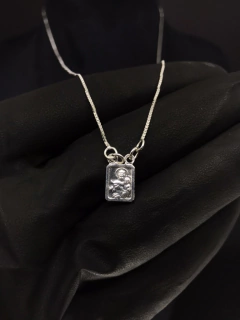 Escapulário Veneziana 60cm Sagrado Coração - Prata 925