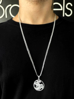 Cordão Grumet 70cm x 4mm + Pingente São Jorge - Prata 925 na internet