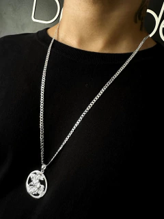 Cordão Grumet 70cm x 4mm + Pingente São Jorge - Prata 925 - comprar online