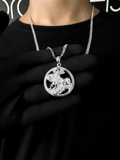 Cordão Grumet 70cm x 4mm + Pingente São Jorge - Prata 925 - loja online