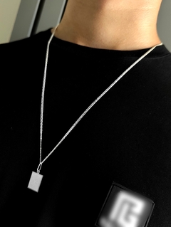 Cordão Grumet 70cm x 2mm + Pingente Plaquinha Lisa - Prata 925 na internet