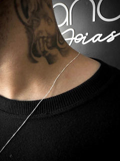 Cordão Veneziana 60cm + Pingente Cruz Cravejada cod01 - Brandels Joias - Prata 925