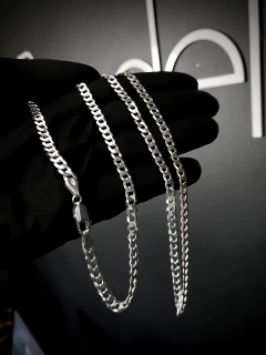 Conjunto Grumet 5mm corrente + pulseira - Prata 925 - Brandels Joias - Prata 925