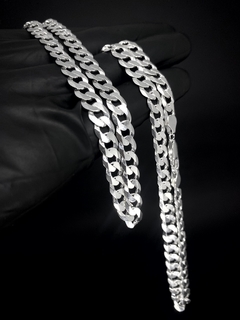 Conjunto Grumet 8mm corrente + pulseira - Prata 925
