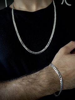 Conjunto Grumet 5mm corrente + pulseira - Prata 925 - comprar online