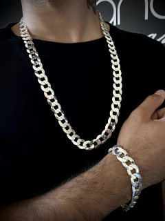 Conjunto Grumet 13mm corrente + pulseira - Prata 925 - comprar online