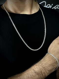 Conjunto Grumet 4mm corrente + pulseira - Prata 925 - comprar online