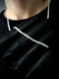 Imagem do Conjunto Elo duplo 3mm corrente + pulseira - Prata 925