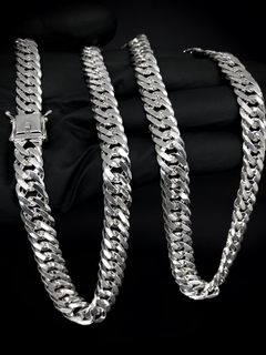 Corrente Elo Duplo 70cm x 10mm fecho gaveta - Prata 925 - loja online
