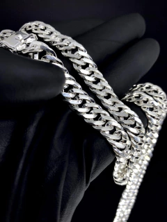 Corrente Elo Duplo 70cm x 10mm fecho gaveta - Prata 925 - comprar online