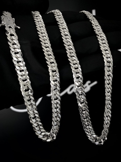 Imagem do Conjunto Elo Duplo 8mm corrente + pulseira - Prata 925