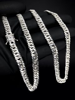 Corrente Elo Duplo 70cm x 8mm fecho gaveta - Prata 925 - loja online