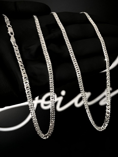 Conjunto Elo Duplo 4mm corrente + pulseira - Prata 925 - Brandels Joias - Prata 925