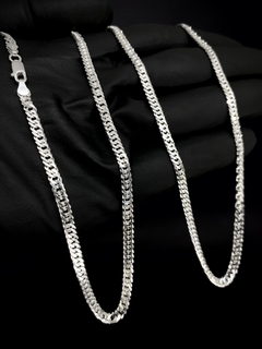 Corrente Elo Duplo 70cm x 4mm - Prata 925 - loja online