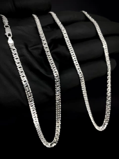 Corrente Elo Duplo 70cm x 4mm - Prata 925 - loja online