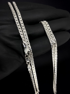 Imagem do Conjunto Elo Duplo 4mm corrente + pulseira - Prata 925