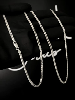 Conjunto Elo duplo 3mm corrente + pulseira - Prata 925