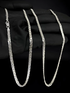 Conjunto Elo duplo 3mm corrente + pulseira - Prata 925 - Brandels Joias - Prata 925