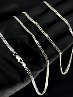 Conjunto Elo duplo 3mm corrente + pulseira - Prata 925 - loja online