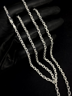 Conjunto Tijolinho 3mm corrente + pulseira - Prata 925 na internet