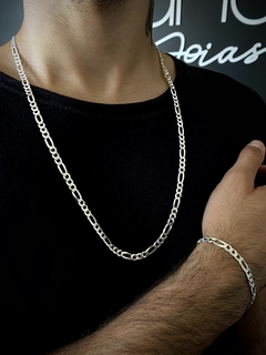 Conjunto 3x1 5mm cordão + pulseira - Prata 925 - comprar online