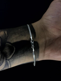 Conjunto Grumet 2mm corrente + pulseira - Prata 925