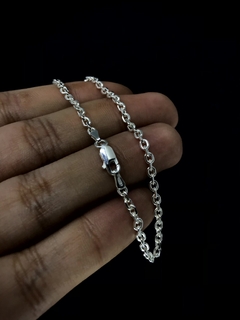 Conjunto Tijolinho 3mm corrente + pulseira - Prata 925 - comprar online