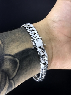 Conjunto Elo duplo 10mm corrente + pulseira - Prata 925