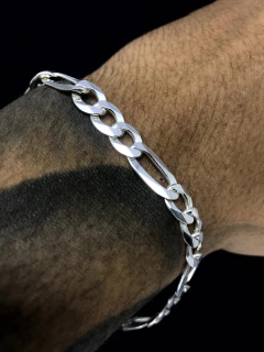 Conjunto 3x1 8mm corrente + pulseira - Prata 925 - comprar online