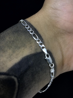 Conjunto 3x1 4mm corrente + pulseira - Prata 925